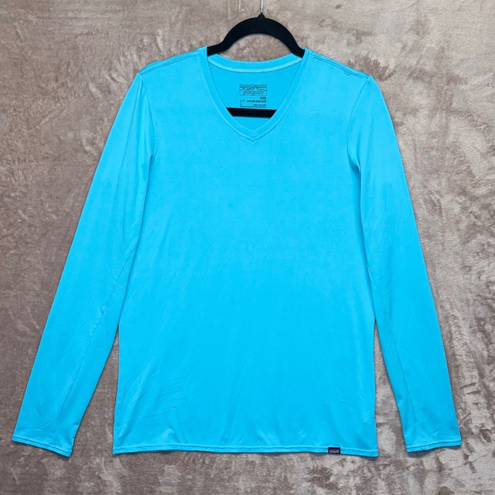 Patagonia Capilene‎ Daily Baselayer Top Women's Large V-Neck Long Sleeve Blue